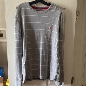 American Eagle Outfitters EUC Vintage Fit Grey and White Striped Henley size XXL